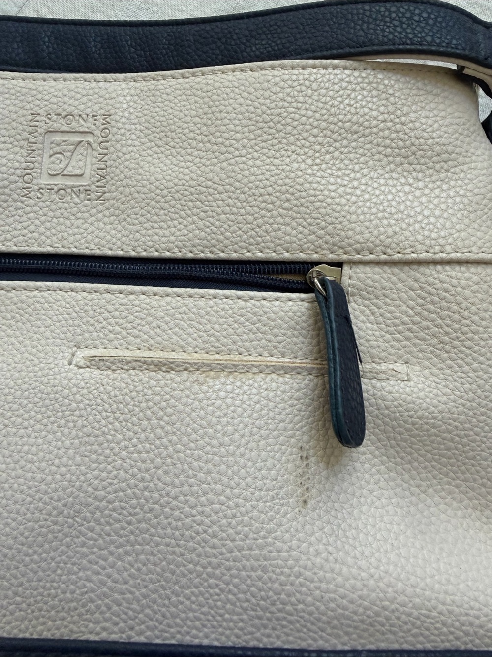 Stone Mountain Accessories Navy and Cream Pebbled Shoulder Bag - Picture 7 of 9